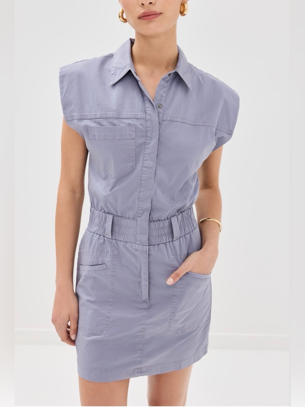 New NWT Pistola Rosie Utility Shirt Dress Size L Heirloom Lilac Lavender